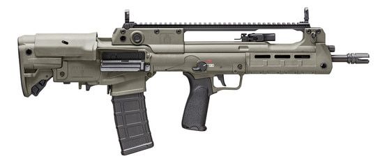 Springfield Armory Hellion Bullpup rifle in olive drab green